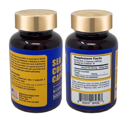 Dol Wild Caught Sea Cucumber Capsules Sea Cucumber Extract Supplement Super Natural Antioxidant, Immune Builder-90 Capsules (One Bottle) #TOP3