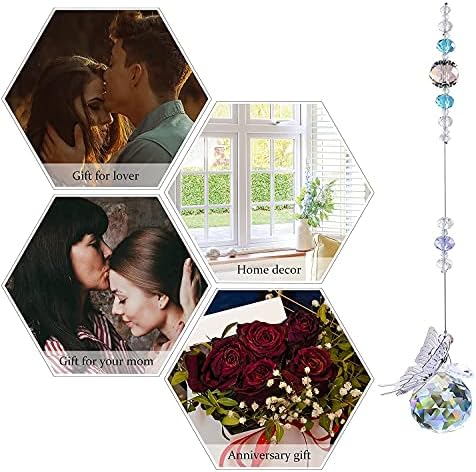 30MM Crystal Ball Prism Rainbow Maker Hanging Suncatcher Window Butterfly Decor Gift