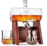 Artesanal Detalles: Su soplado a mano dispensador de whisky elegante decantador con un diseño de buques cilindro grabado y antiguo buque en la botella, sin duda, mejorar su experiencia con la bebida mientras que hace una impresión en negrilla