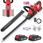 SMILOVII 21V Cordless Hedge Trimmer 20” / 50cm Dual Action Blade with 2×2000mAh Battery & Charger, 850W Electric Hedge Cutter for Shrubs, Garden Plants, 180° Rotatable Handle, Lightweight & Ergonomic