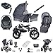 Friedrich Hugo Hamburg | 4 in 1 Kombi Kinderwagen + ISOFIX | Luftreifen | Farbe: Grey & Grey Linen