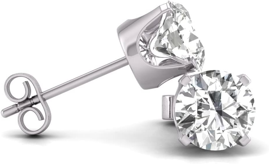 TimeLess Classics 1/4-3/4 CTW Natural Diamond Solitaire Stud Earrings For Women in 14K White and Yellow Gold - Gift For Her