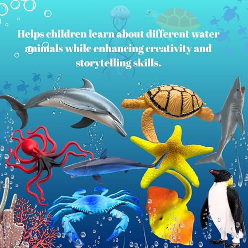 Image of Realistic Ocean Underwater Animals Figures Toy Playset for Kids 3+| 12PCS Water Animal Figurine Toys Set for Boys and Girls Birthday Gifts for Children Decoration Educational & Learning Items