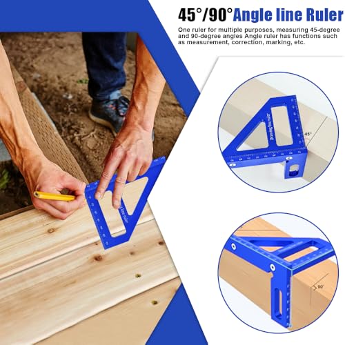 HEKOBAG 3D Multi Angle Measuring Ruler, 45/90 Degree Aluminum Alloy Woodworking Square Protractor - Image 4