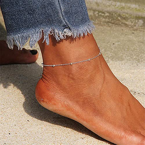 Personalized Name Ankle Bracelet For Women Custom Layered Name Anklet With Initials 18K Gold Plated Graduation Gift Customized Anklets For Women Girls 8.7”-10.7” #TOP2
