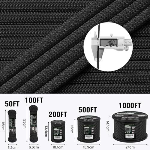 Paracord Rope 750 lb - 1000ft / 500ft / 200ft / 100ft 5/32" Parachute Cord 4MM 12-Strand para Cord - Heavy Duty Spool String for Survival,Camping Gear, Survival Bracelet, Clothesline - Image 5