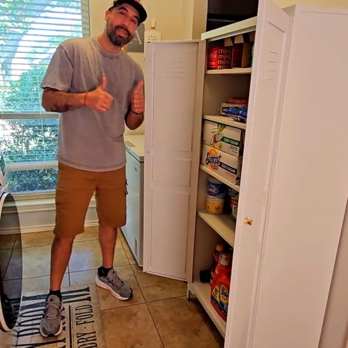 Metal-Storage-Cabinet-with-Doors-and-ShelvesWhite-Storage-CabinetFood-Pantry-Storage-Cabinet5-Tier-Metal-Pantry-CabinetTall-Large-Closet-Cupboard-for-HomeKitchenDiningLivingLaundry-Room Metal Storage Cabinet with Doors and ShelvesWhite Storage CabinetFood Pantry Storage Cabinet5 Tier Metal Pantry CabinetTall Large Closet Cupboard for HomeKitchenDiningLivingLaundry Room