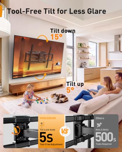 Image of Perlegear Full Motion TV Wall Mount for 42-100 Inch Large TVs up to 200 lbs