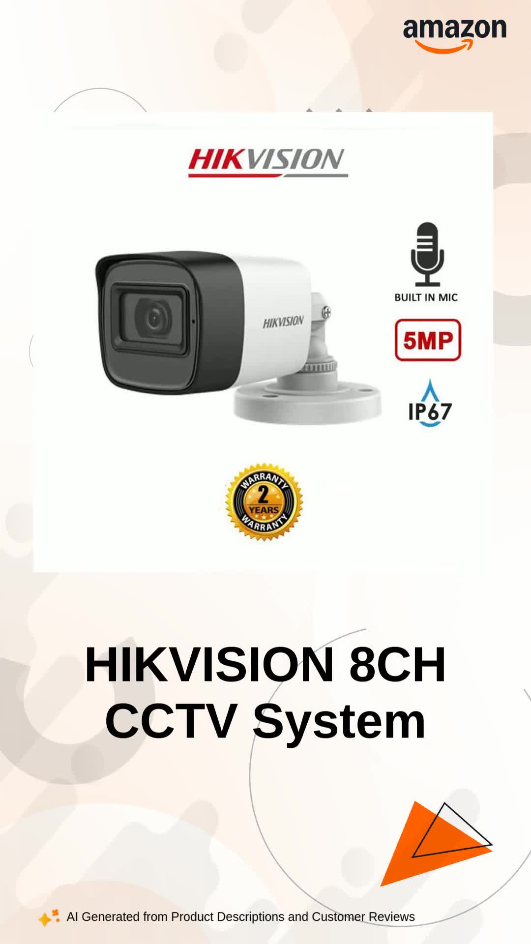 HIKVISION 8 Channel DVR with 5MP 2 Dome & 4 Bullet Cameras with