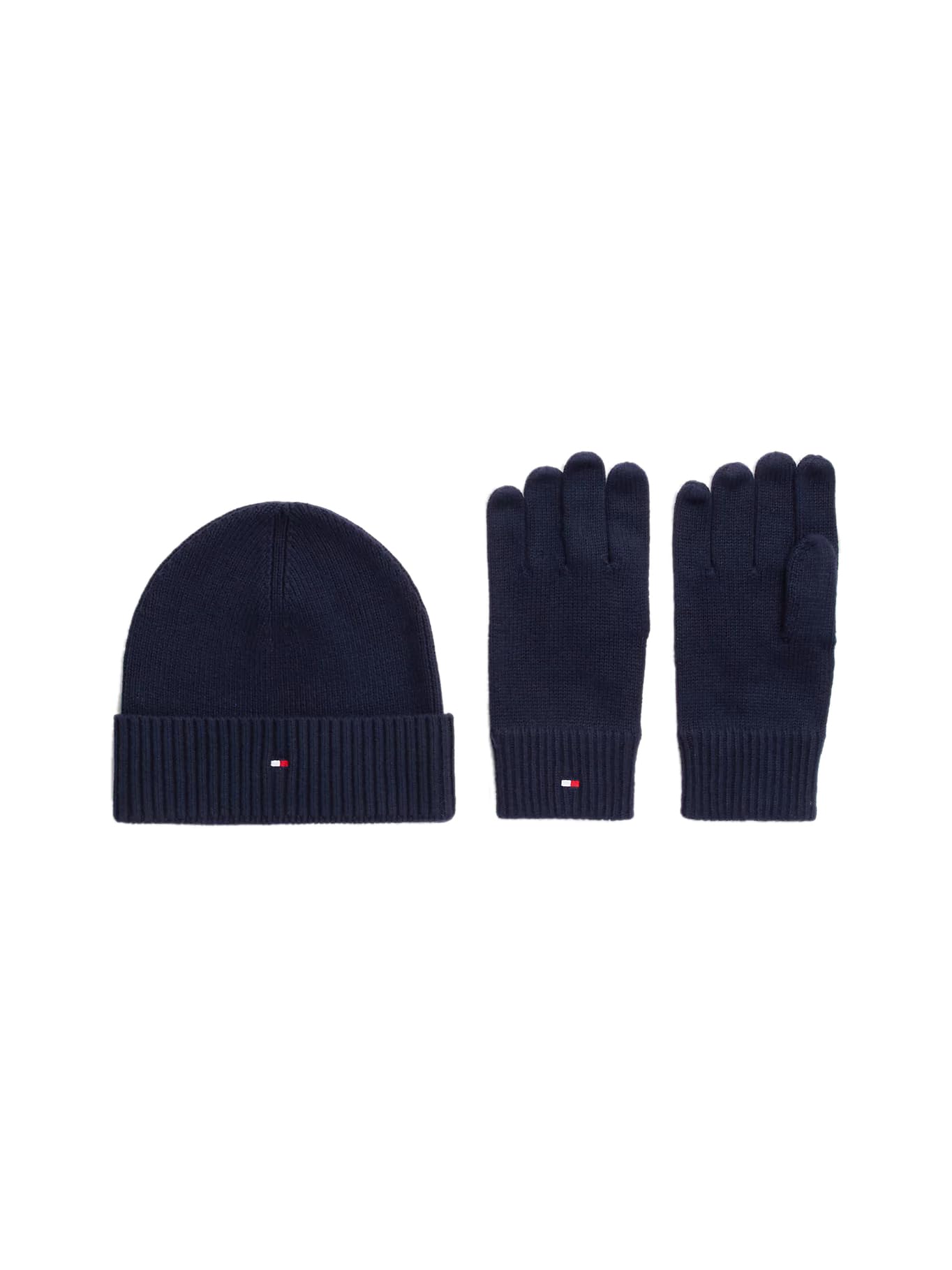 Tommy Hilfiger Men's Flag Pima Cotton Beanie & Gloves Am0am12938 Gift Pack, Blue (Space Blue), One Size
