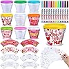 Meanplan 28 Pcs Mothers Day Crafts for Kids 16 Mothers Day DIY Flower Pots for Kids Paint Your Own Ornament Kit DIY Craft Flower Pot 12 Colorful Markers Decorate Your Own