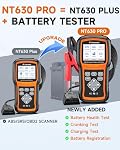 2026 FOXWELL NT630 Pro 2-in-1 ABS SRS 5 Réinitialiser OBD2 Scanner & Testeur de batterie NT630 Plus, ABS Enregistrement de la saignée/de la batterie/Scanner de voiture Oil/SAS/EPB, 12V Analyseur de charge de batterie(100-3000CCA)