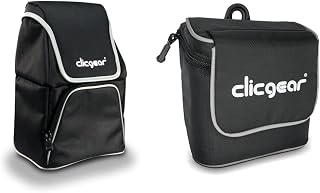 Clicgear Golf Trolley Cooler Bag, Black & Golf Trolley Accessory Bag, Black/White, 6" x 3.5"