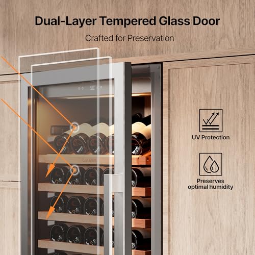 Image of Ca'Lefort 24 Inch Wine Fridge, 166 Bottle Wine Cooler Refrigerator | 69-Inch Tall Wine Cellar, Quiet Inverter Compressor, 40-65F Temperature Control, Display Shelf, Glide-Out Shelves & Drawer