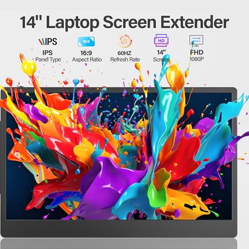 undefined CIDETTY Laptop Screen Extender, 14'' FHD 1080P IPS Ultra-Thin Dual/Triple Monitor Display, HDMI/USB-C Plug-Play Portable Monitor for Laptop, Built-in Speakers(Mac, Win, Android) の商品画像 3