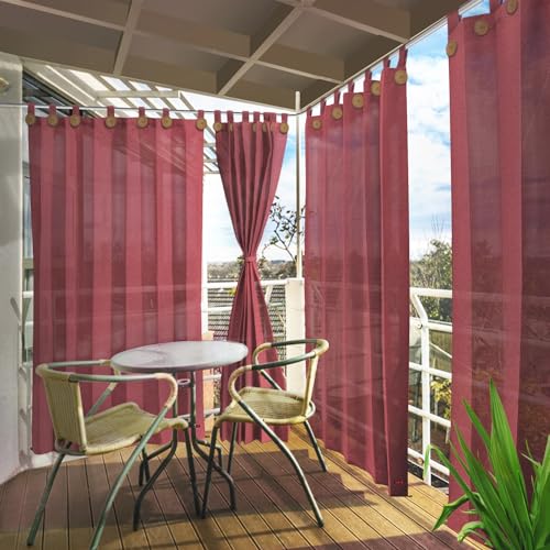 Image of HIPPO 180 GSM HDPE Outdoor Loop Curtain for Balcony & Patio Sun Blocking, UV Protection & Light-Filtering Curtains(Burgundy- 4.5FTX8FT) Pack of 2