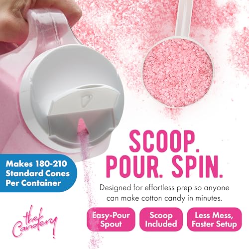 Image of The Candery Cotton Candy Floss Sugar 6lbs 96oz jars- 3 Pack Strawberry, Raspberry Blue and Grape Easy Pour Easy Grip Reusable Jars