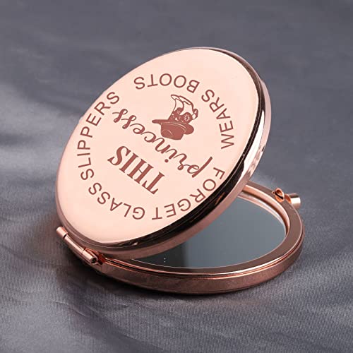 Espejo de maquillaje de bolsillo redondo estilo vaquero miniatura 3