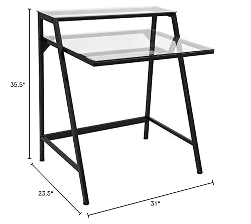 Lumisource 2-Tier Desk, Black/Clear #TOP5