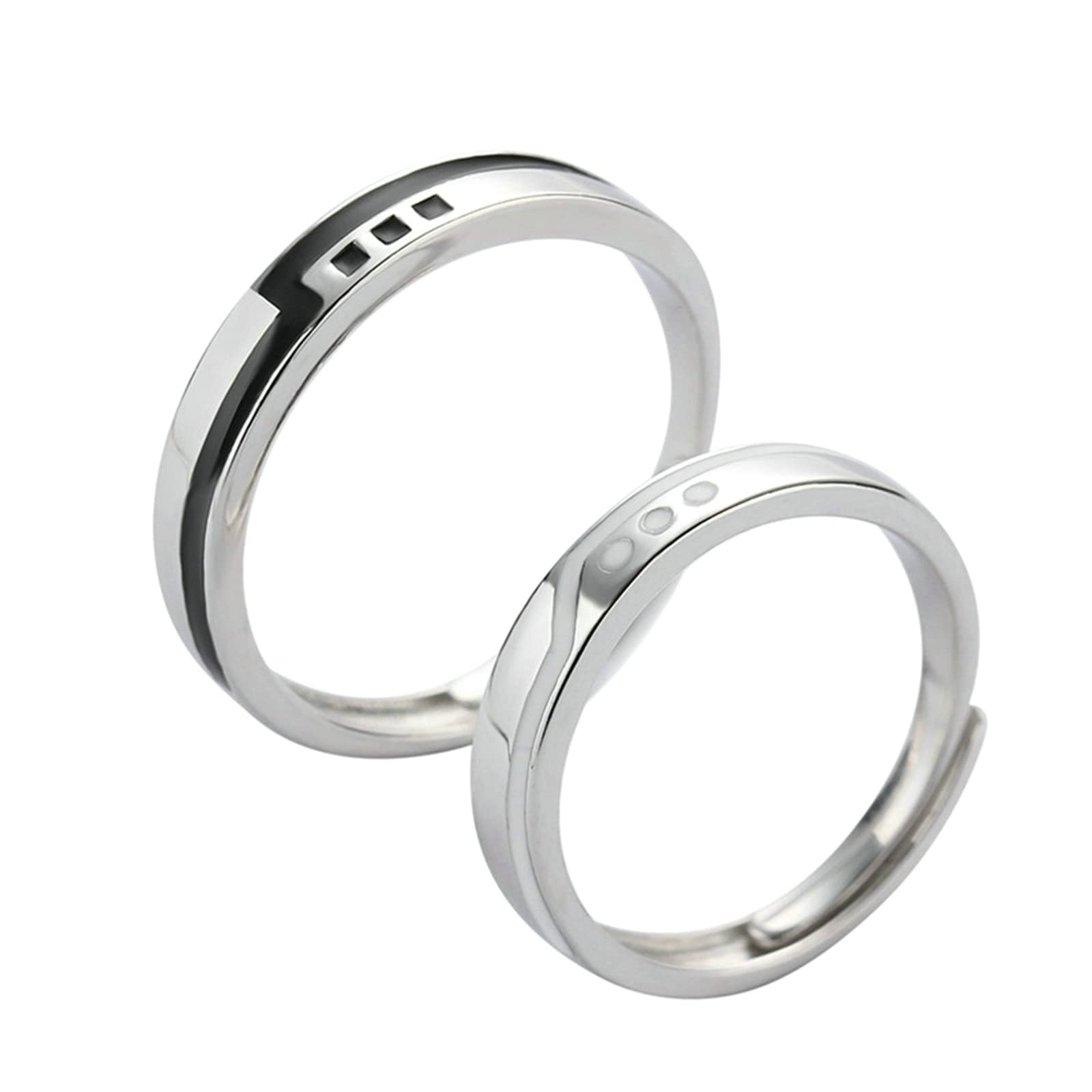 Anello Vintage, Fedine Fidanzamento Coppia con Incisione Argento Sterling Fidanzamento Anelli Regolabili per Uomo e Donna