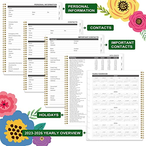 Monthly Planner/Calendar 2023-2026 - 3 Year Monthly Planner, Jul. 2023 - Jun. 2026, 9'' X 11'', 2023-2026 Calendar Planner With Monthly Tabs, Back Pocket, 30 Notes Pages - Colorful Floral #TOP2