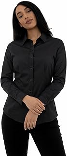 Women’s Long Sleeve Tailored Fit Blouse – Formal Office Button-Down ...