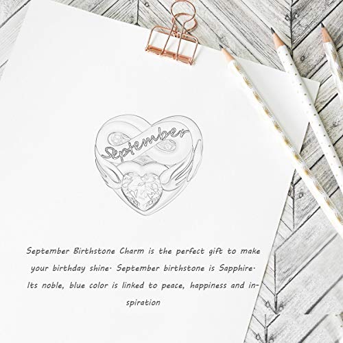 FOREVER QUEEN Birthstone Charms for Charms Bracelet- 925 Sterling Silver Love Heart Beads Infinite Love Charms, Happy Birthday Charms for Bracelet and Necklace4
