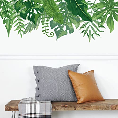FOMIYES Large Green Leaf Wall Decals Tropical Plant Leaves Wall Decal Peel and Stick Removable Monstera Leaf Window Stickers for Kids Bedroom Nursery Playroom Jungle Party Decor - Image 2