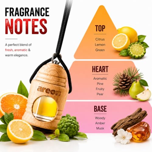 Image of AREON Fresco Premium Hanging Car Air Freshener, Black Crystal, Pack of 1 | Premium Wooden Hanging Car Air Freshener with an Elegant, Compact Design. Suitable for Use in Cars, Suvs, Vans, and Trucks.