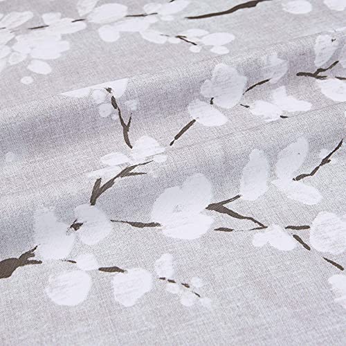 Fmfunctex Valance Curtains For Kitchen Window Living Room 15" White Blossom Print Short Valance For Bathroom Floral Window Treatment Set 54”W Tan Rod Pocket 1 Panel #TOP3