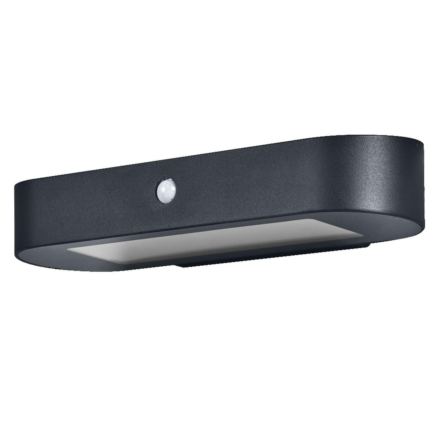 Licht-Erlebnisse LED Solar Wandlampe mit Bewegungsmelder Aluminium Schwarz 4000 K IP44 Außen modern gemütlich B:34 cm stilvoll Wandleuchte Haus