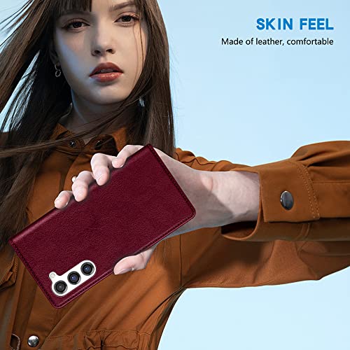 Image of ZZXX for Galaxy S23 Plus Wallet Case Strong Magnetic 6.6 inch,Wine Red