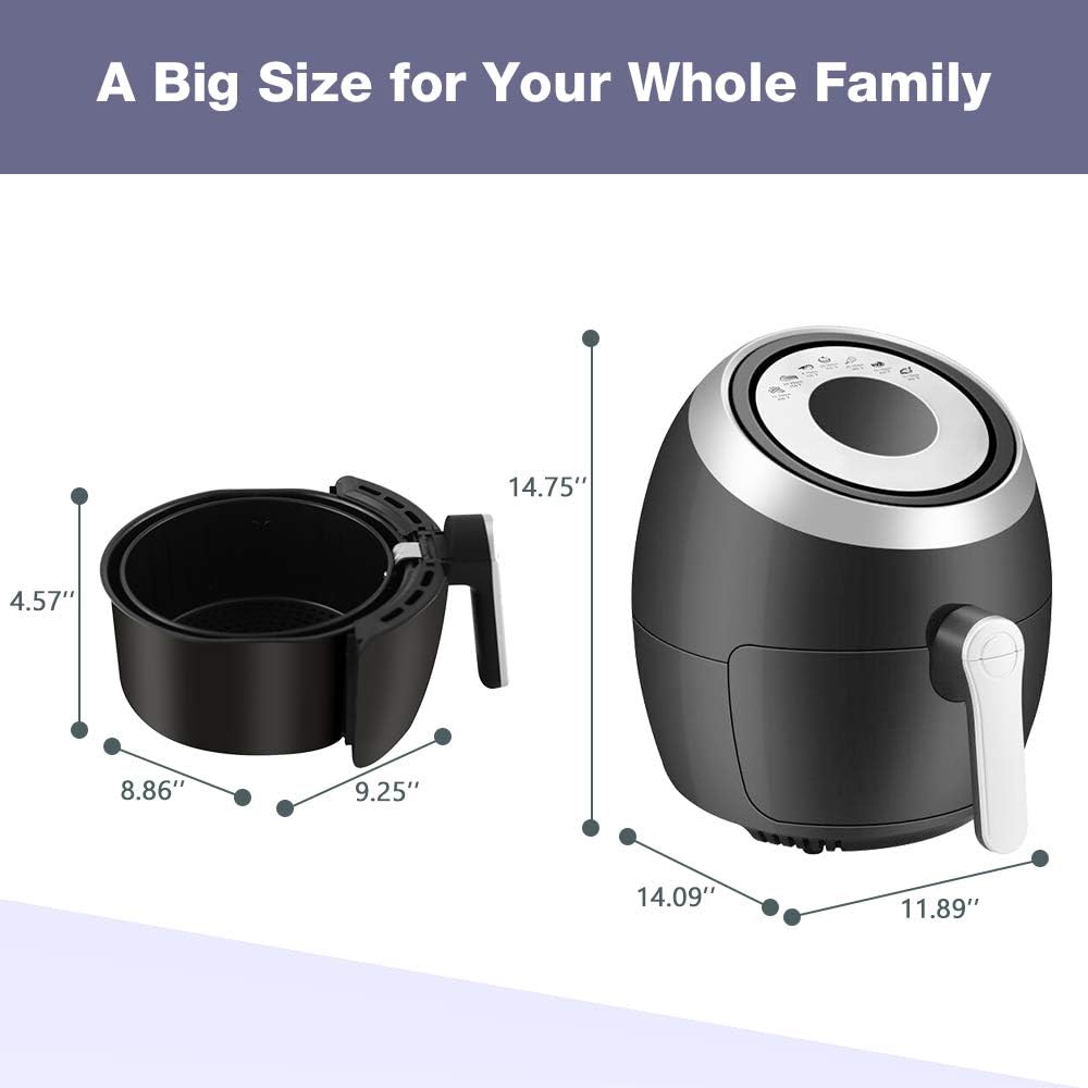 Lowest Price Kismile 3.8 Quart Air Fryer Electric Hot Air Fryer,1500 Watts Healthy Oil-Free Cooker with LCD Digital Panel,Time/Temp Touch control and Recipe Book (3.8QT+7Presets+Digital)