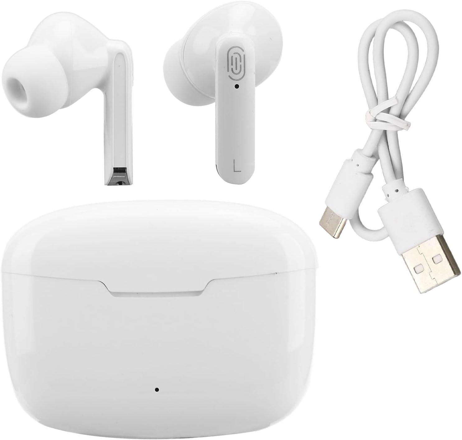 Sanpyl Y113 Bluetooth 5.3 Wireless Earbuds, 3H Playtime IPX5 Sweatproof Headphones, Comfort Fit Secure Ear Grip for Gym Running Travel, Includes 114-Language Translation Support, White