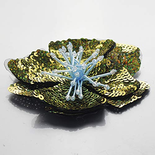 Large Flowers Beaded Patches Vintage Embroidered Applique Fashion Clothing sew on Patch Accessories Motif Patch 5pieceQ - Thumbnail 5