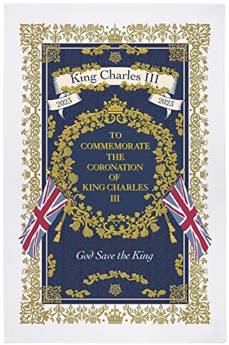 Ulster Weavers Tea Towel Cotton, Durable & Machine Washable, Eco-Friendly Design, Ideal Size, King Charles Coronation, Navy