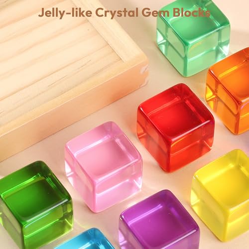 Image of Woodtoe Large Building Blocks, Montessori Sensory Blocks for Toddlers 1-4 | Rainbow Acrylic Block Set, Montessori Toys for 1 2 3 Year Old Boy Girl, No Choking Hazard, Early Learning Kids Birthday Gifts