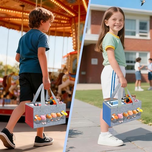 Image of IBVIVIC Carrying Case for Toniebox Starter Set and Figurines, Portable Travel Felt Cloth Musical Toy Folding Bag with Handle for Toniebox 2 and Accessories (Ocean Blue)