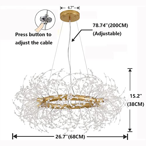 Accesorio de techo elegante de 68 cm acabado en oro pulido de lujo 3
