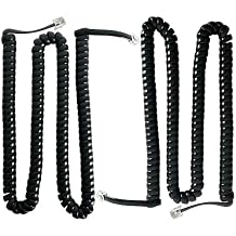 Telephone Wires, 2-Pack 6P6C RJ12 Coiled Cord, 2.6 ft Unstretched Male-to-Male Phone Cable for Landline, Modem, Fax, Office & Home Black