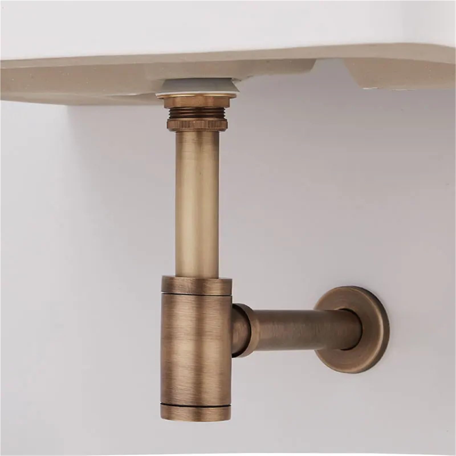 Sifón redondo de latón for baño, kit sifón ajustable for lavabo con desagüe emergente Para Lavabo De Baño y Lavabo(With Overflow Drain)