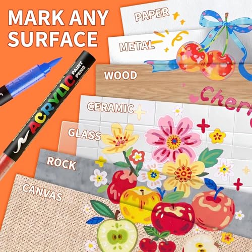 Image of Acrylic Paint Markers Set | Brush Tip Paint Pens with Direct Liquid Ink System | Vivid Colors for Rock Painting, Canvas, Glass, Plastic, Fabric & DIY Crafts (72)
