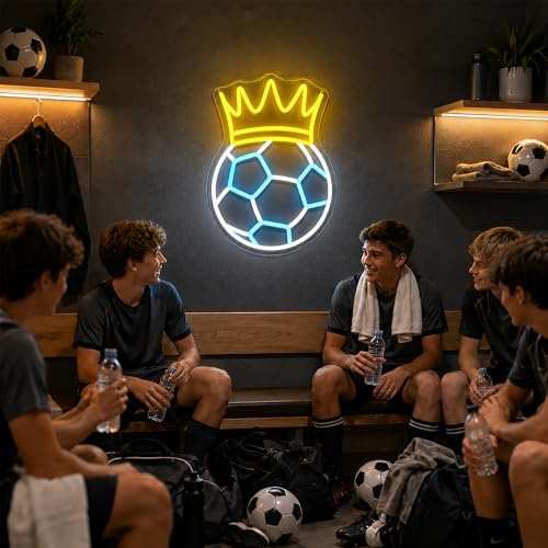 Image of Soccer Neon Sign for Wall Decor Light Up Sign Led Signs for Room Party Home Wall Decor USB Powered