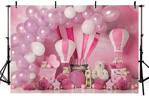 MEHOFOND 7x5ft Pink Girl Birthday Backdrop For Photography White Cloud Rainbow Unicorn Party Banner Table Decoration Photo Studio