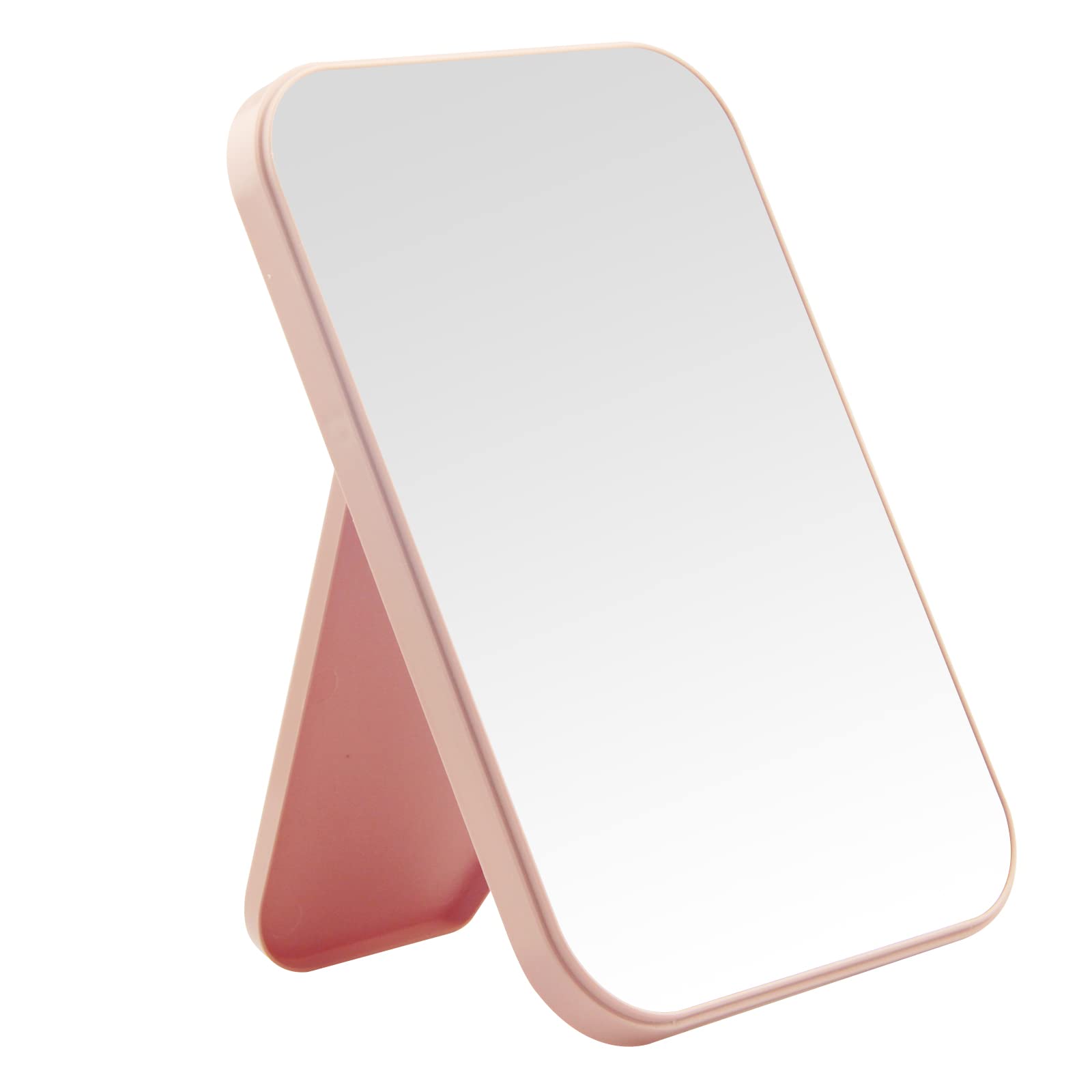DVHOK 8-Inch Desktop Makeup Mirror, Portable Princess Square Mirror, Table Desk Wall Hanging Dual-Purpose Pink