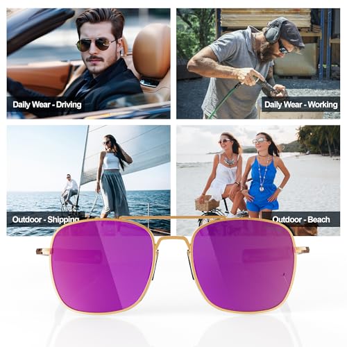 Image of Aviator Sunglasses for Mens Women 53mm TAC Polarized Lense Pilot Military Style Metal Frame with Bayonet Temples