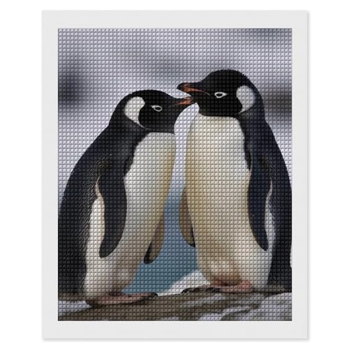 Peinture diamant I Love Penguins idée cadeau créative de 40x50 cm