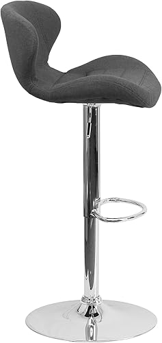 Miniatura 8 de Flash Furniture Contemporáneo vinilo negro Altura Ajustable Taburete con Base Cromada, Tela, carbón, (Charcoal Fabric)