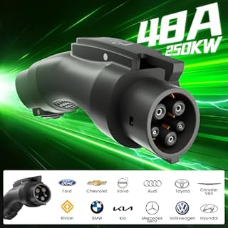 LJH Tesla NACS to J1772 EV Charger Adapter 250V 48Amp High-Power, IP65 Waterproof with Interlock - Compatible with Tesla Wall Connector, Destination & Mobile Chargers