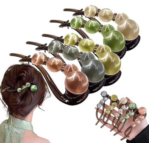 Pinzas de cabello con perlas twist 5 piezas